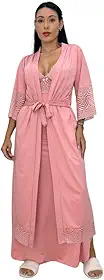 Kit Maternidade Camisola e Robe Amamentação com Renda