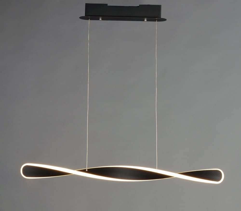 ET2 Lighting Pirouette 1-Light Pendant | Black Finish | Aluminum Construction | Modern Hanging Pendant Light for Kitchen Islands and Dining Rooms | Adjustable Cord Suspension | E24155-BK