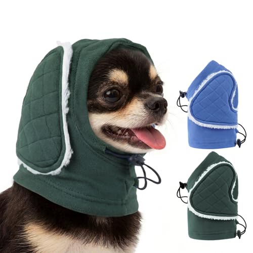 Image of MIGOHI Adjustable Dog Ear Cover for Small Dogs,Dog Ear Muffs with Sound-Absorbing Pads,Head Wrap Calming Hoodie for Dogs Noise Anxiety,Thunder,Fireworks,No Shake Ear Wraps for Dogs Hematoma,S,Green