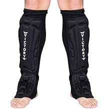 Kickboxing, Muay Thai MMA Martial Arts Shin Guards, Instep Guard Sparring Protective Leg Shin Foam Kick Pads for Kids and Adults