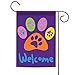 Toland Home Garden 112669 Welcome Paws- Purple Paw Print Flag 12x18 Inch Double Sided Paw Print Garden Flag for Outdoor House Cat Dog Flag Yard Decoration