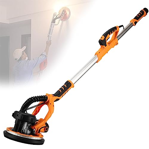 DPLWJPP Levigatrice per Pareti E Soffitti A Secco 1390w,Diametro Ø 225mm,con di Aspirazione Automatica,1000-2100 RPM,6 velocità Regolabili,SandingDiscs50PCS-220V
