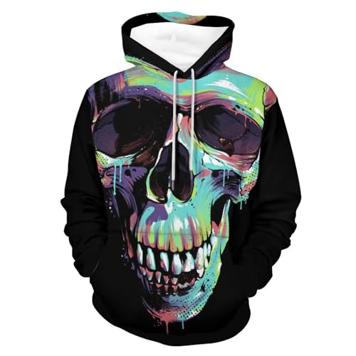 Hoodie crâne coloré unisexe sweat à capuche imprimé taille S