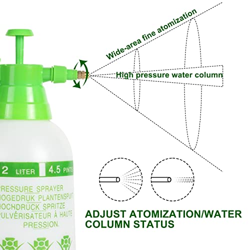 Homeaning 68Oz Garden Pump Sprayer, 2L Hand Pressure Sprayer Bottle, 0.5 Gal Lawn Adjustable Sprayer For Plant Mister Spraying Weeds Home Cleaning Watering (Green) #TOP3