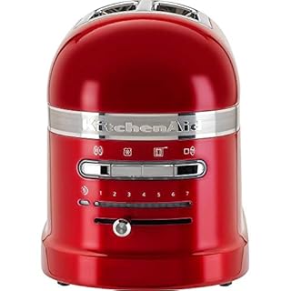 Kitchenaid tostapane - Artisan - Toaster 2 fette con scomparti extra-large e pinze autocentranti - Macchina per Toast con 7 Livelli di Doratura - Retro - Rosso mela metallizzato