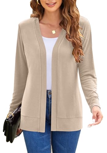 Image of Womens Casual Lightweight Long Sleeve Cardigan Flowy Soft Open Front Knit Cardigan Sweaters
