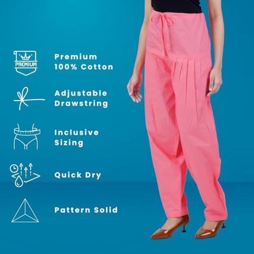 Image of Happy Bunny Salwar Pant - Modern Style Pure Cotton for Women - Ethnic Semi Patiala Trouser - Office,Home - All Day Comfort Wear with Drawstring