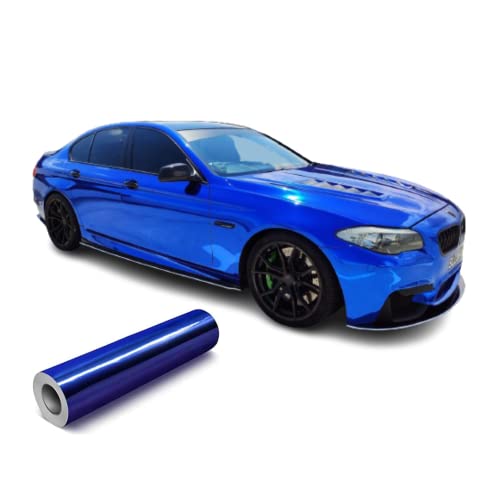 Rockrose Mirror Brushed Chrome Dark Blue Vinyl Wrap, Anti-Wrinkle, Air Release Automotive Bubble Wrap, Self Adhesive Car Vinyl Sticker Diy Decals 1Ft X 10Ft #TOP3
