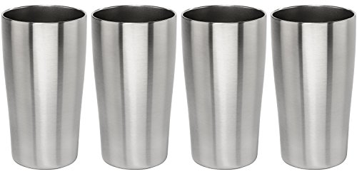 Stainless Vacuum Insulated Beer Tumbler - 16oz Pub Pint Glass by Lancaster Steel set of 4