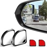 LivTee 2PCS Fan Blind Spot Mirror, HD Glass and ABS Housing Convex Wide Angle Rearview Mirror with Adjustable Stick for Universal Car, Black