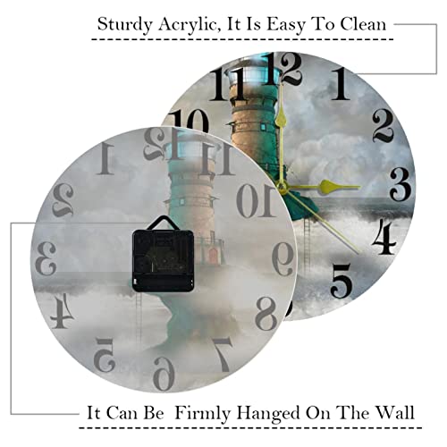 Horloge murale Ocean Lighthouse sans bruit pour travailler sans distraction