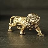 Material: Cobre SHUBIAO Estatua de Bronce del Rey León for Hombre, pequeños Adornos, Figuras de Leones de montaña de Cobre sólido, Escultura de latón, decoración Artesanal
