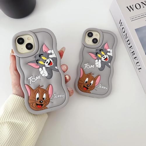 Image of MIDOS Back Cover Compatible with iPhone 14 Plus Soft Silicone 3D Cute Cartoon Full Protective Case for iPhone 14 Plus (Grey)
