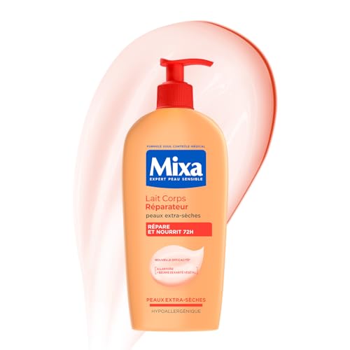 MIXA - Lait Corps Réparateur - Nutrition Intense 72H & Anti-Dessèchement - Allantoïne + Huiles de Karité & Abricot - Peaux Abîmées ou Extra-Sèches - 400ml