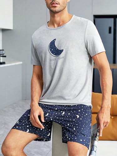 SOLY HUX Men's Graphic Pajama Set Short Sleeve Tee and Shorts 2Pcs PJ Set Loungewear4