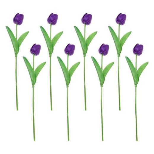 HOLIDYOYO Ramo De Flores Artificiales De Tulipanes De Tacto Real De 8 Uds para Decoración De Boda En Casa Oficina Color Púrpura