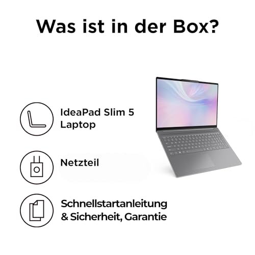 Lenovo IdeaPad Slim 5 Laptop | Copilot+ PC | 16WUXGA Display | AMD Ryzen AI 7 350 | 1TB SSD | 16GB RAM | AMD Radeon 860M Grafik | QWERTZ | Beleuchtet | Windows 11 | Luna Grau | 3 Monate Premium Care