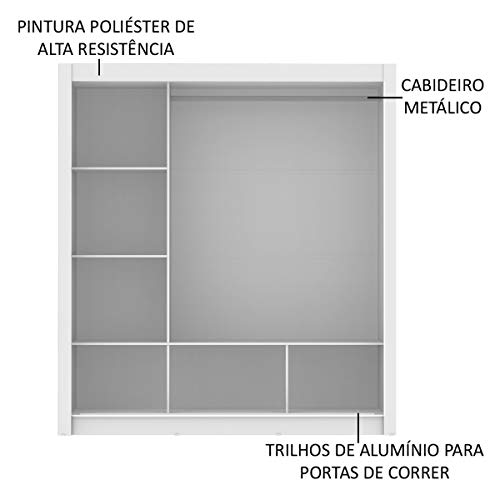 Guarda-Roupa Casal Madesa Mônaco 3 Portas de Correr de Espelho Branco