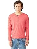 Alternative Men's Eco Mock Twist Henley, Eco Mock Engine Red/Eco Black, Medium