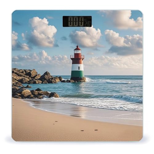 Báscula digital para baño con plataforma de vidrio y pantalla LCD miniatura 1