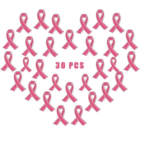 30 Pcs Pink Ribbon Pins, Cancer Gifts for Women, Pink Ribbon Brooches Breast Cancer Awareness Lapel Pins Hope Pins Enamel Jewelry Pins for Women