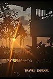 travel journal: travelers notebook, 6x9 inch, 108 pages, unlined paper with cover detail on each page, travel notes blank book - sunset