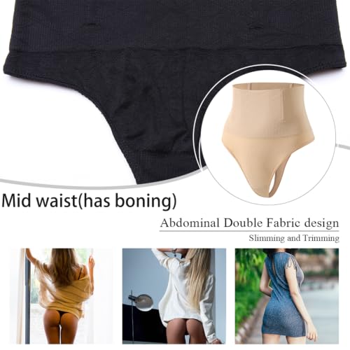 Image of Werena Tummy Control Thong Shapewear for Women Seamless Shaping Novelty Thong Panties Body Shaper Underwear