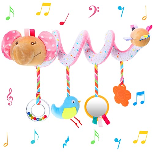 Image of Civaner Newborn Car Seat Toys Stroller Toys for Baby 0-6 Months Infant Activity Spiral Plush Toys Hanging Car Seat Crib Toy for Boy Girls Spiral Hanging Plush Toy Baby Shower Thank You Gift(Delicate)