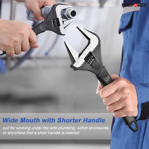 Image of MAXPOWER 6 10-inch Wide Jaw Stubby Adjustable Wrench Set