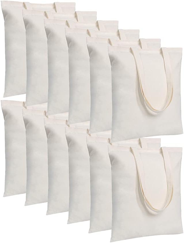 20 Bolsas de Poliéster Para Sublimación - Tacto Suave, 38x42 cm, Beige - Tote Bag Para Prensa de Calor, Reutilizables, Con Asas - Ideal Para Compras