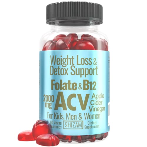 SHIZAM Weight Loss Flat Tummy Detox Gummies. for Kids & Women w/ Beet Root & 2000mg ACV Apple Cider Vinegar Gummies with Mother, B12 & B9 Vitamin-480mcg Folic Acid