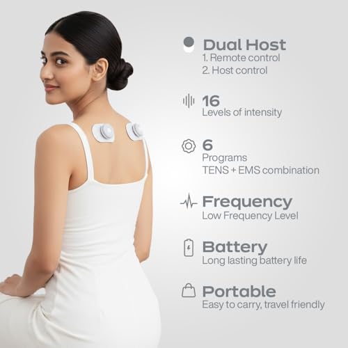 Image of Companio Mini Pulse Wireless TENS & EMS for Pain Relief, Wearable Rechargeable Portable Physiotherapy Massager for Back, Neck, Shoulder, Legs & Knee Pain | Drug Free | 2 Hosts (Device)