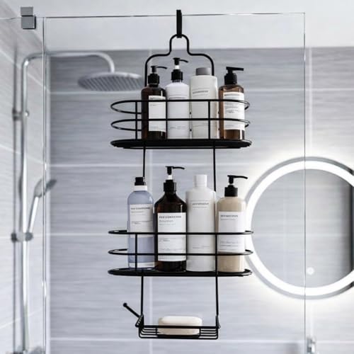 Home in Smart Porta Sapone Per Doccia Mensola Doccia senza foratura da appendere,3 Livelli con una Grande Capacita. Portasapone Doccia in Metallo Antiruggine per Sapone Shampoo e Spugna