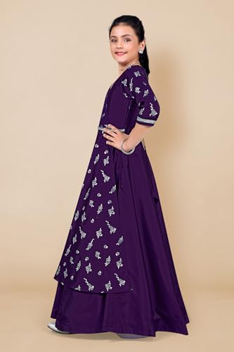Image of Fashion Dream Girls Silk Blend Floral Printed Dress|Fancy Western Party Gown|Kids Ethnic Dress