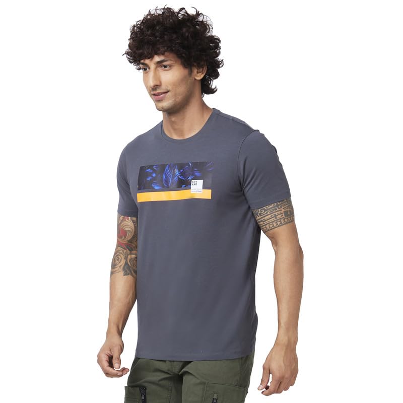 Image of Spykar Men's Slim Fit Round Neck Half Sleeve Printed Casual T-Shirt