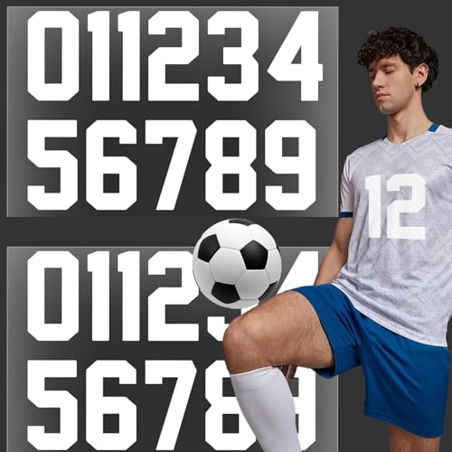 22 peças remendos roupa termoadesivos números 0 a 9 (24 cm branco) - kit para uniformes de futebol/basquetebol/basebol com adesão resistente