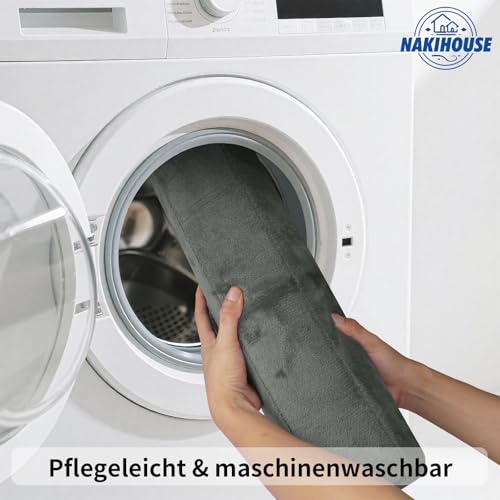 NAKIHOUSE Badematte Set 3-teilig aus Memory Foam, rutschfest & Saugfähig, Waschbar, Weich & Schnell Trocknend, Badezimmerteppich für Dusche, WC & Badewanne,Dunkelgrau – Bild 8