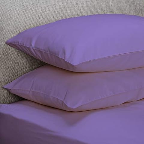 M Fabrics Poly-Cotton Lilac Pillowcase Pair Cover