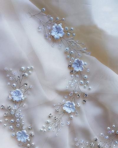 Kercisbeauty White Flower Headband Floral Headpiece Wedding Bridal Rhinestones Jewelry Women Girls Hair Piece Crystal Headband (Gold) - Image 3