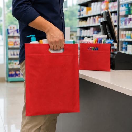 Image of V4L D-Cut Cloth Carry, Handle, Shopping, Daily Use, Gift (PACK OF 50) (RED, 10X14)