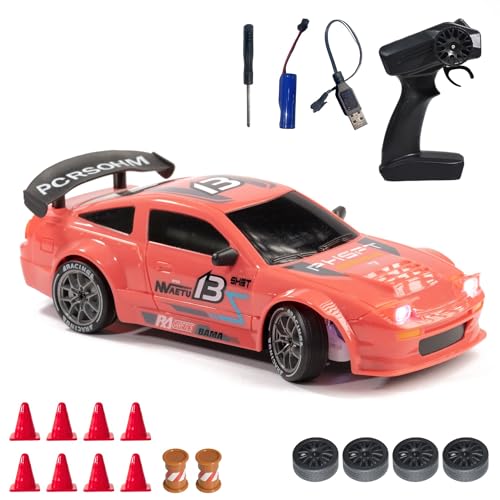 Image of Flare Remote Control Car | 20Kmph, 2.4Ghz | Rc Drifting Car, Rc Car, Valentine Gift, 4 Wheel Drive, Boost Mode, Long Range Remote, Hard Plastic Top with LED Head Light (Track Pink)