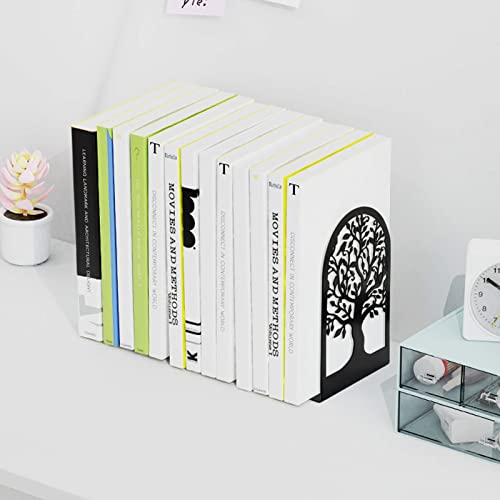 HappyHapi Book Ends, Metal Bookends for Shelves Decorative, Tree Stopper for Heavy Books, Black Ends to Hold Books for Home Office, 6.5 X 4.7 X 3.5 Inch(3 Pairs/6 Pcs, Large) - Image 6