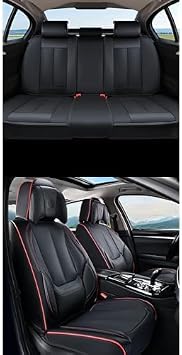 Coverado Car Seat Covers Full Set, Seat Covers for Cars, Black Car Seat Protector Waterproof, Nappa Leather Car Seat Cushion, Car Seat Covers Front Seats and Back Fit for Most Cars