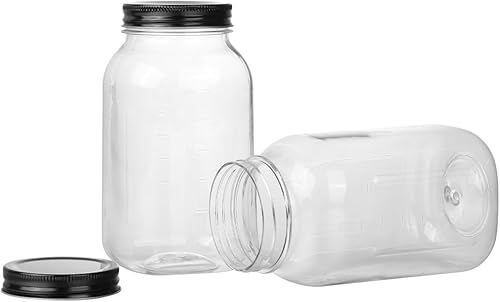Miniatura 5 de Naivees Contenedores de almacenamiento de 32 onzas de plástico transparente con tapas de rosca, tarros vacíos de plástico para cocina y hogar, sin
