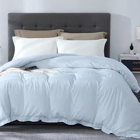 SLEEP-NEST 120x120 Duvet Cover Super King Plus Premium 1 Piece Oversized King Duvet Cover with Zipper Closure 100% Egyptian Cotton Extra Large 600TC, Breathable Soft 10x10 Ft, Light Blue Cover