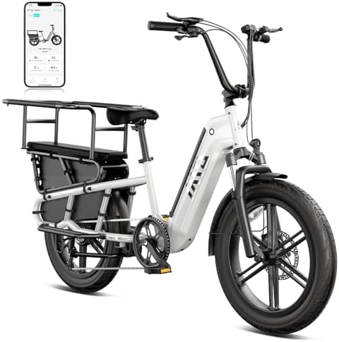 TST Electric Carrier Bike for Adult,1500W Peak Motor Cargo Ebike,60Miles 28MPH 20" Fat Tire Electric Dirt Bike,48V15Ah Removable Battery Electric Bicycle,Rear Rack with Basket for Commuting &Shopping