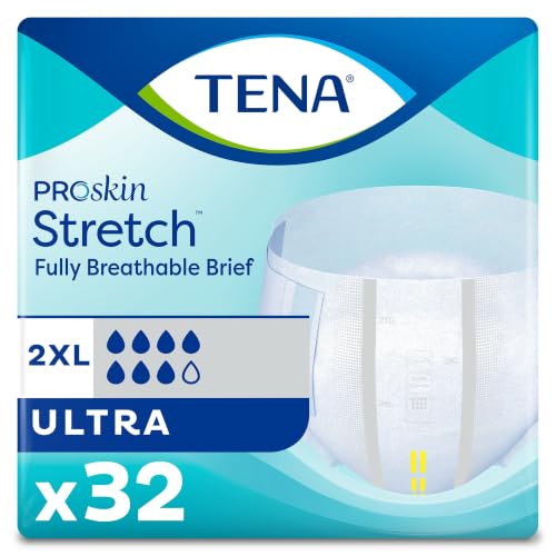 TENA ProSkin Stretch Ultra Incontinence Brief, Heavy Absorbency, Unisex, 2X-Large, 32 Count