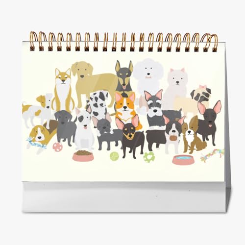2026年 卓上カレンダー 犬 ワンちゃん 月間カレンダー ページめくり 新日本カレンダー 実用性 文房具 360°書き込み 小型 デスクトップ おしゃれ 計画整理 プレゼント 2025年9月?2026年12月