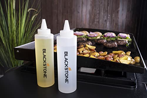 Blackstone 5 Piece Professional Grade Grill Griddle BBQ Tool Kit with FREE Recipe Book - 2 Spatulas, 1 Chopper Scrapper and 2 Bottles - Great for Flat Top Cooking, Camping and Tailgating