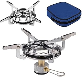 Camping Gas Stove Portable Single Burner 2800W Mini Pocket One-Piece Gas Burner Backpacking Cooking Folding Stove Camping Cookware for Picnic Camping Trekking Fishing Outdoor Activities